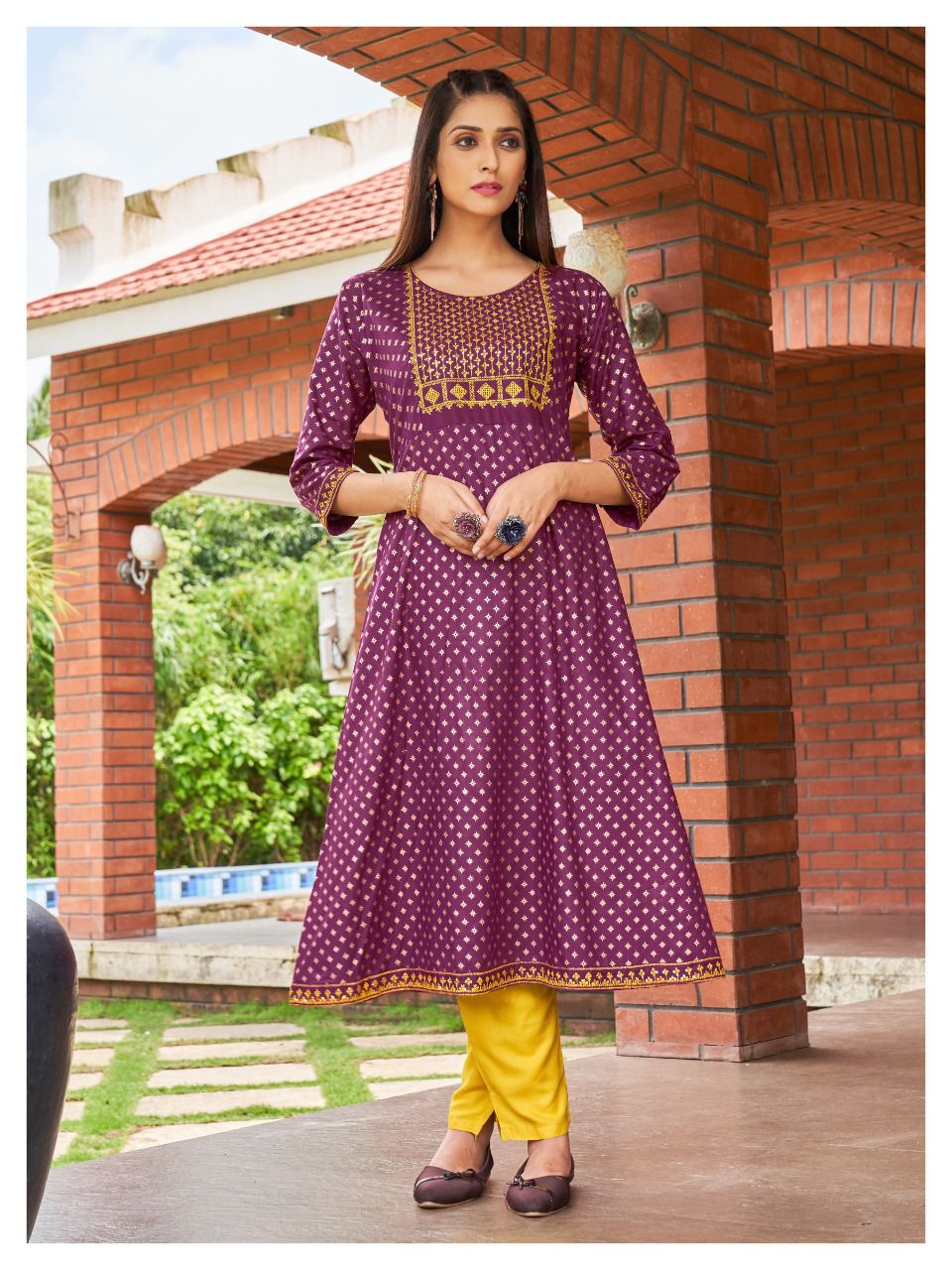 Ala Vaikuthupuram Super Printed Designer Wholesale Anarkali Kurtis
